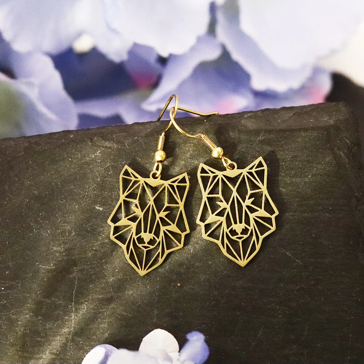 Todorova Creative Stainless Steel Geometric Wolf Head Earrings , Perfect Gifts for Women Daily & Party Wear