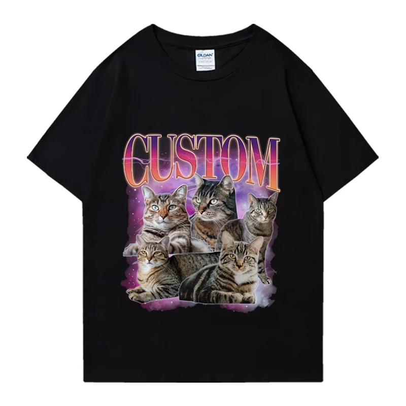 Harajuku cool cat Graphics print T shirts 2024 Men Women Cartoon oversized short sleeve T-shirt Unisex summer 100% Cotton Tops