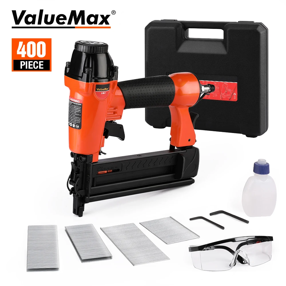 

VALUEMAX 2-in-1Nail Gun Pneumatic Nailer Straight Nail Staple Nail Gun Stapler Upholstery Furniture Nailer Tool for Home DIY