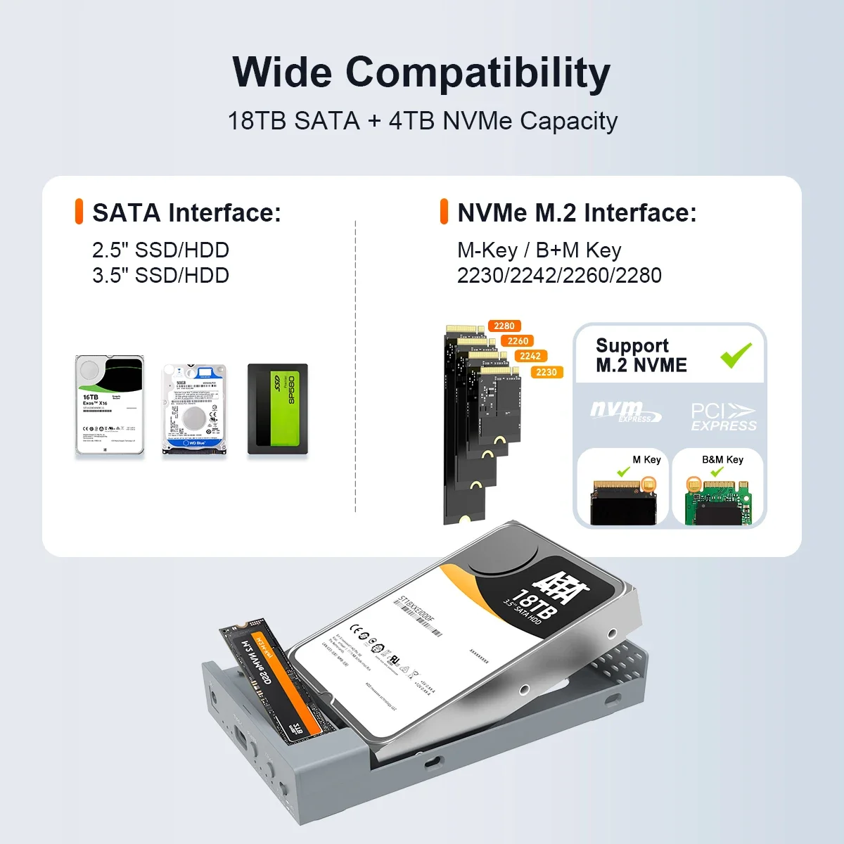 Imagem -03 - Maiwo-gabinete Dual Bay para M.2 Nvme Ssd Case com Clone Offline tipo c Hdd Sata Hdd 10gbps 2.5 3.5