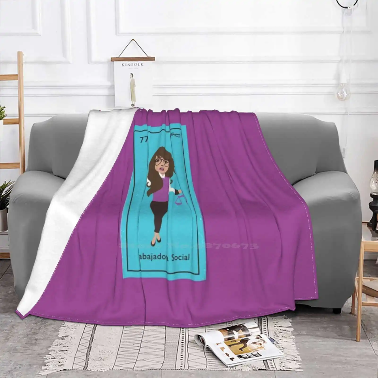 La Trabajadora Social Libra Four Seasons Comfortable Warm Soft Throw Blanket Libra Social Worker Loteria Women Empower Chingona