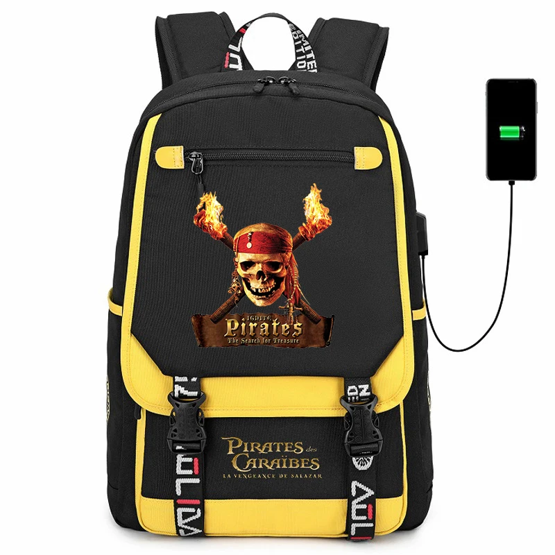 Disney Pirates of the Caribbean Backpacks Kids Boys Girls School Bags Cartoon College Bookbag Rucksack Travel Large Capacity