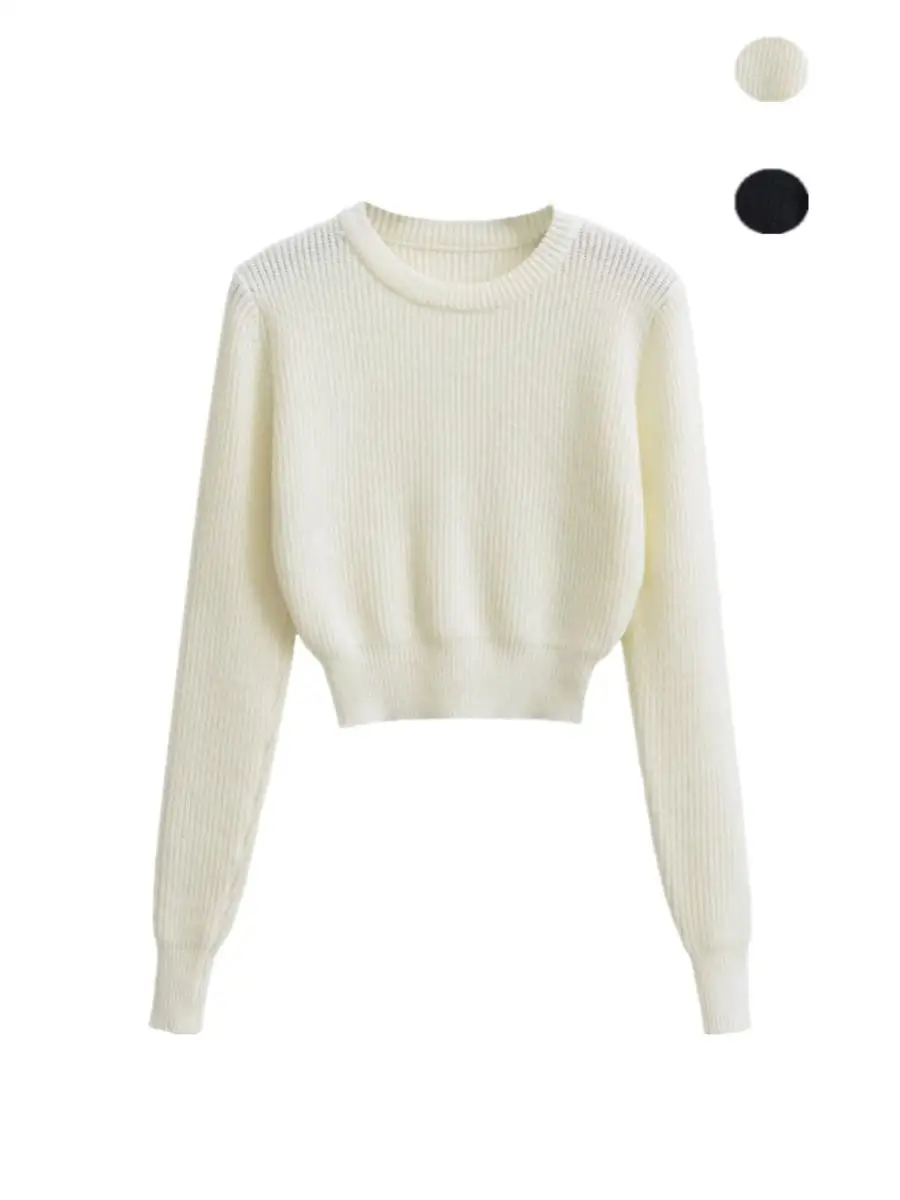 

Soft Knitted ort Sve Women's Sweater round Ne Slim Fit Pure Color Street Sle Long Sve Winter Faion Base Layer Top
