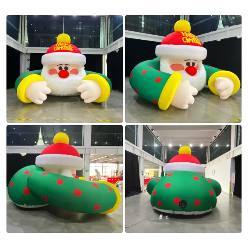 4M Giant Inflatable Santa Claus Waterproof Outdoor Christmas Decoration With Plush Beard OEM Holiday Yard Ornament For Party