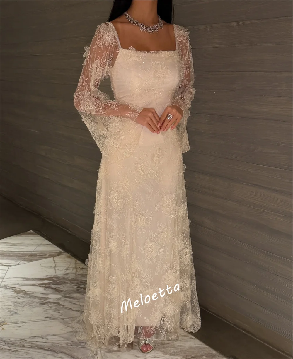 تخصيص عالية الجودة ساحة الرقبة الطية الدانتيل ألف خط فساتين طويلة المرأة مساء اللباس مفصل مناسبة حفل زفاف ثوب