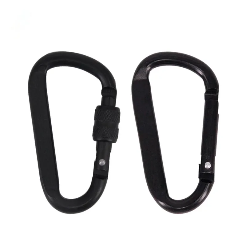 1Pc 7cm Aluminum Alloy Carabiner Black D-Ring Key Chain Clip Camping Keyring Snap Hook Outdoor Travel Kit GYH