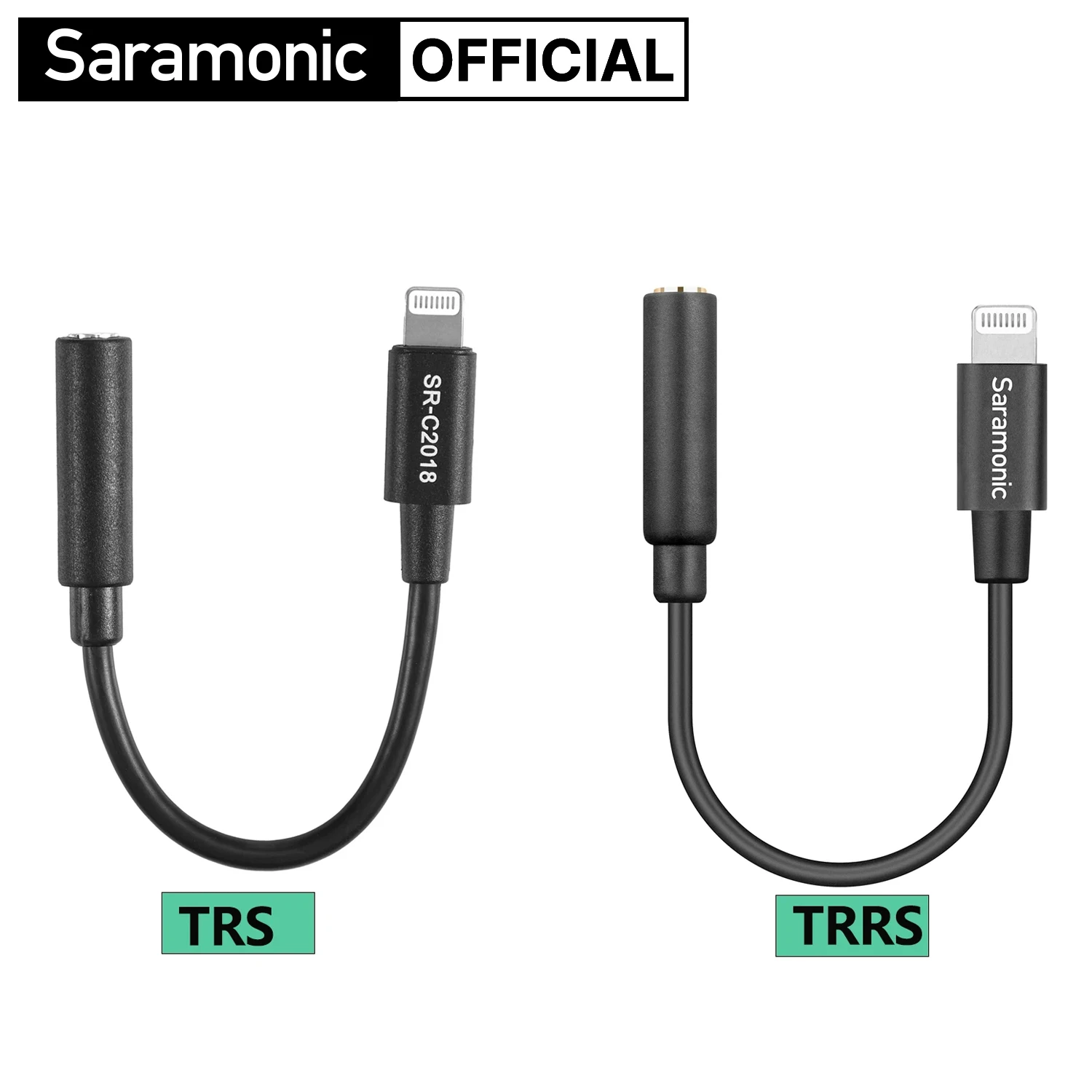 Saramonic-Cable adaptador de Audio para micrófono SR-C2018 2002, 3,5mm, TRS, TRRS (hembra) a Lightning (macho), para iPad, iPhone, iPod Touch