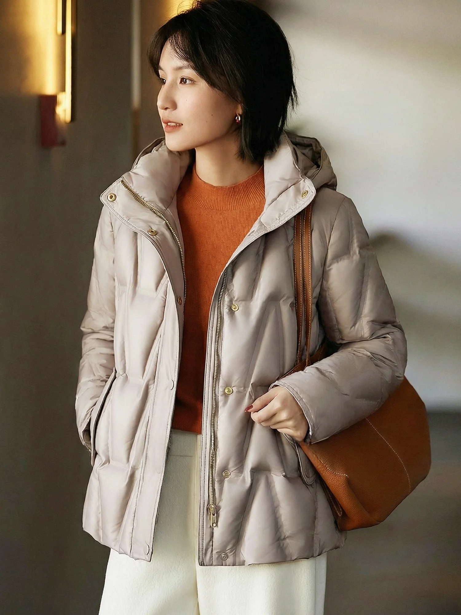 

Chivirin 2026 Winter New Sle High ammage Du down ort Hooded Stand Collar Women's Versatile Outerwear Commute Faion