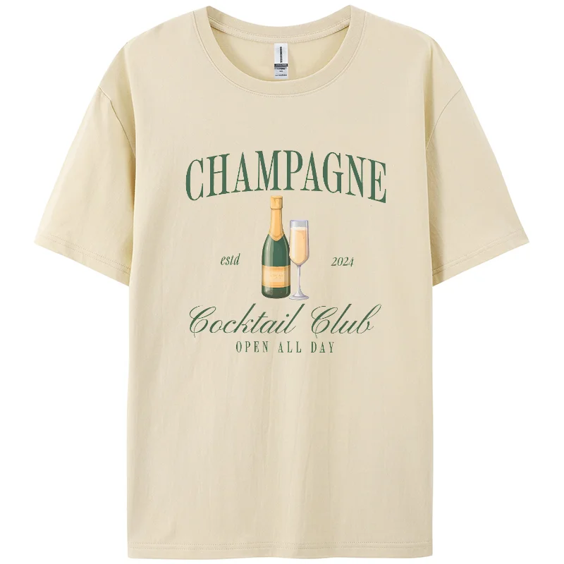 

2024 Champagne T-Shirt Coquette Aesthetic Champagne Bottles Cheers Shirt Trendy Tee Tops Harajuku Champagne Lover T Shirt ﻿