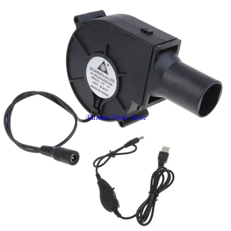57be 5V 2A USB 송풍기 브러시리스 냉각 팬 3 스피드 모드 4300rpm 실외 BBQ