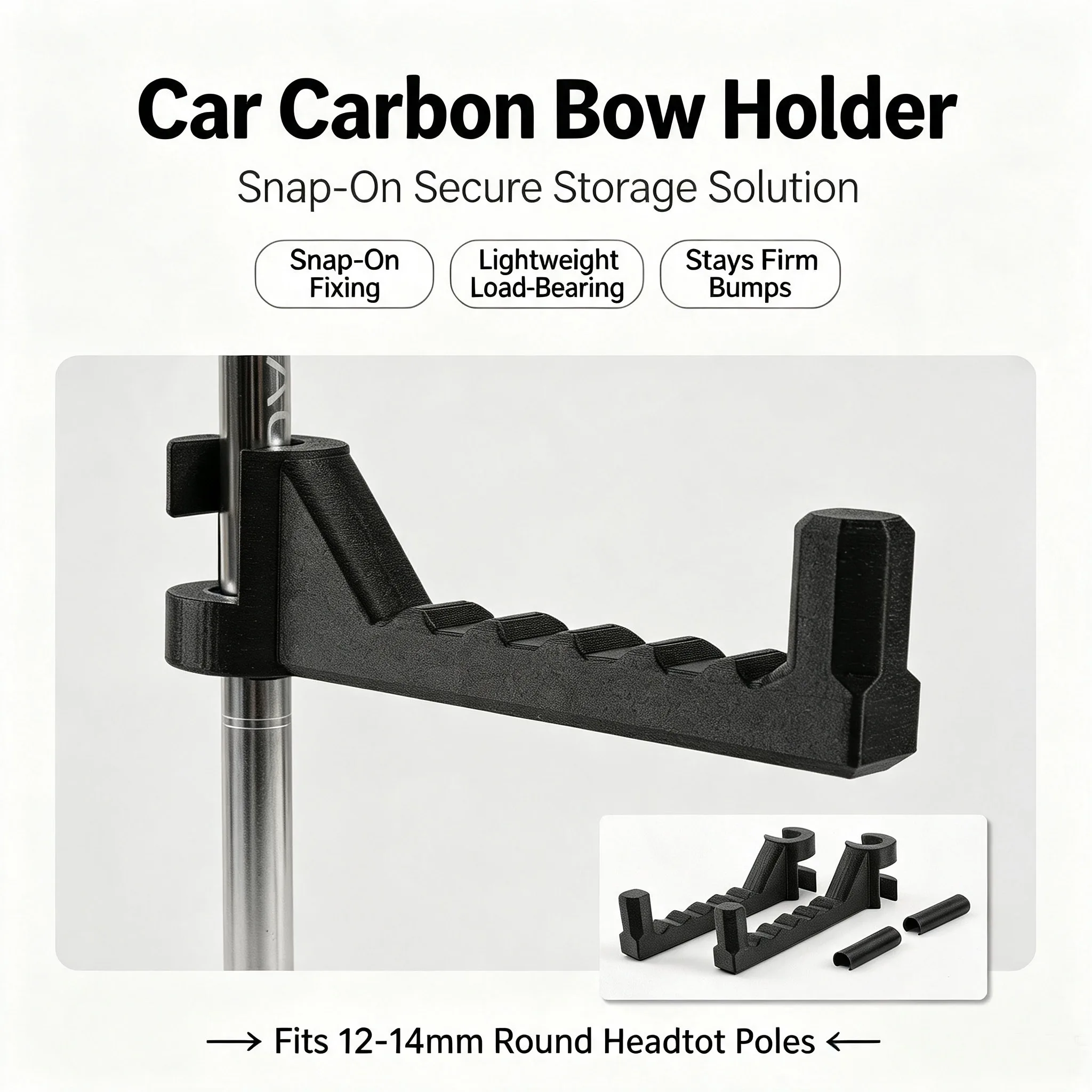 1 Paar ACCMOS Snap-On Auto-Bogenhalter, Aufbewahrungsständer für Bogen an der Kopfstütze des Fahrzeugs, passend für 12-14mm Stangen für Compound- und Recurvebögen – Detail 1