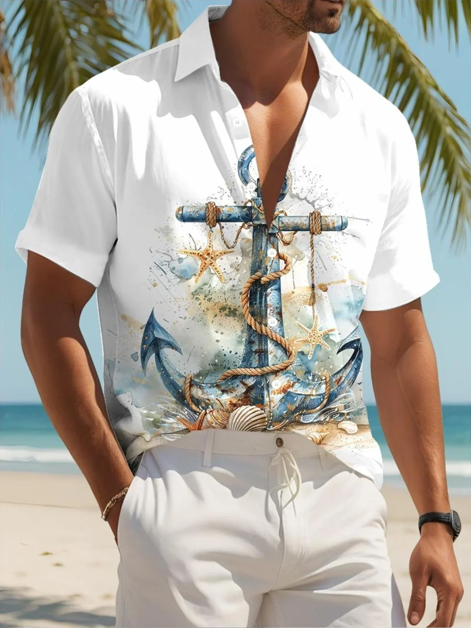 Casual Loose Fit Men's Hawaiian Shirt Summer Man Short Sleeve Vibrant Beach Print Lightweight Fashion Tops For Daily Wear