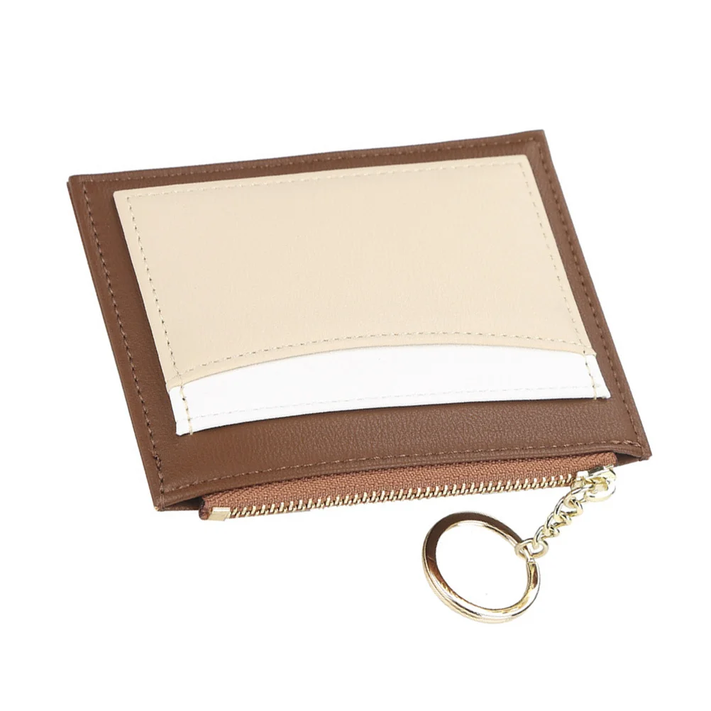 

1Pcs Small Fashion Zipper Wallet PU Splice Multi Card Holder Lightweight Wallet for Women Brown Travel Daily Use