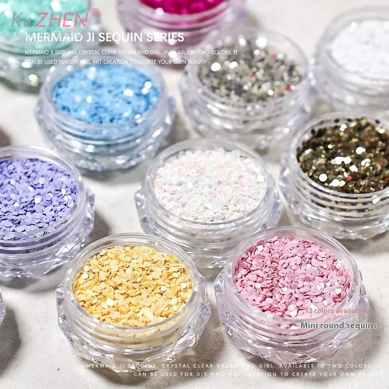 1jar 1 มม.มินิประกายเล็บ Glitter ประกายวงกลมตกแต่งเล็บเล็บ Salon Design อุปกรณ์เสริมน่ารัก DIY Nail Art Design