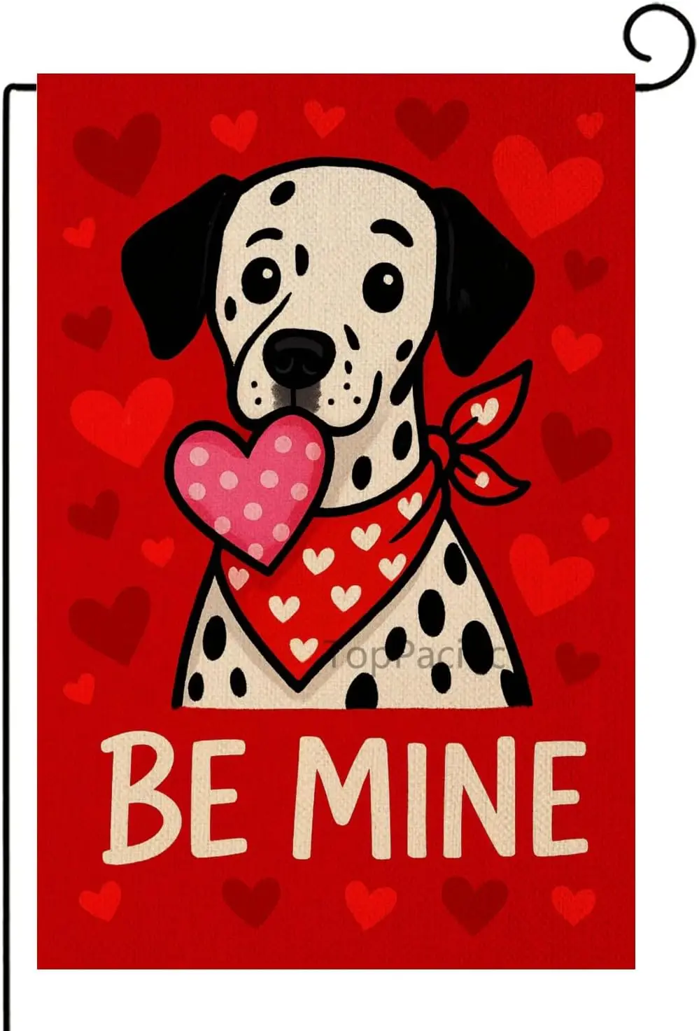 TopPacific Be Mine Hearts Valentine's Day Burlap Garden Flag Dalmatian House Flag 12x18(31130) LLO LLX uui