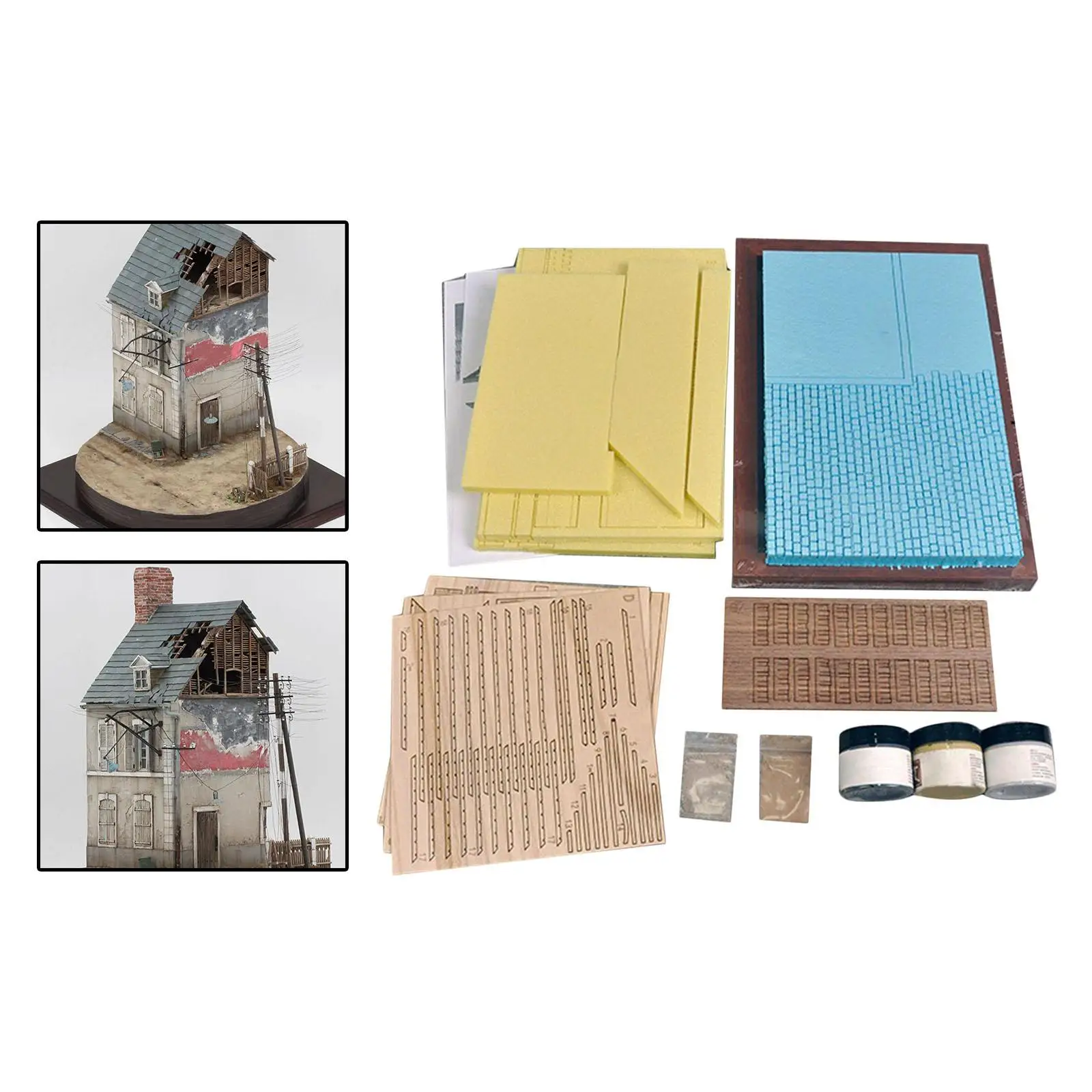 Kits de modelo de construção 1/35 casa de ruínas diorama em miniatura para micro paisagem