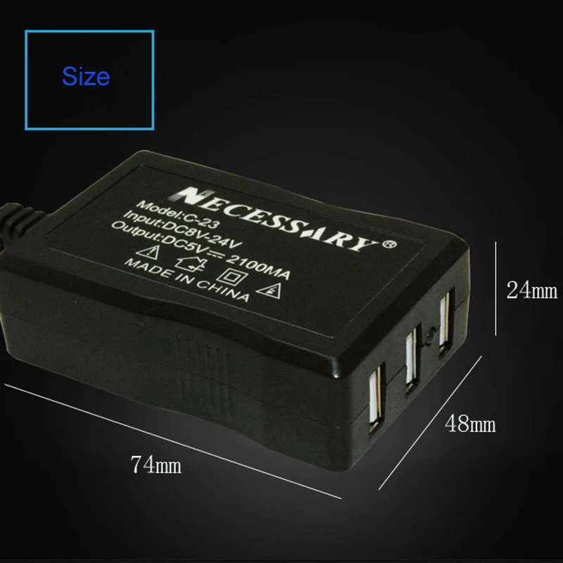 Convertisseur avec pince batterie 8V-24V, adaptateur d'alimentation USB, régulateur chargeur, 3 ports, identification