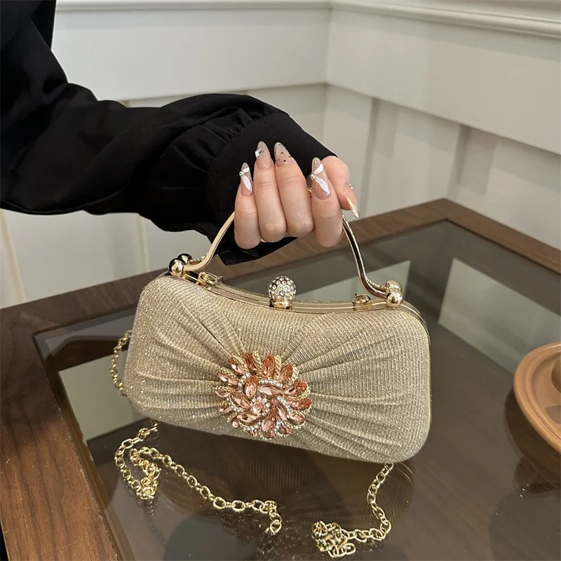 

Сводная плиссированная вечерняя сумка, встроенная бриллиантами сумка, свадебный клатч, жесткая сумка на плечо для мужчин и женщин