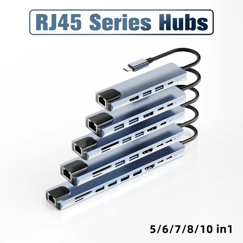 USB C HUB tipo C divisor Thunderbolt 3 estación de acoplamiento adaptador de ordenador portátil con para Macbook Air M1 iPad Pro RJ45 HDTV