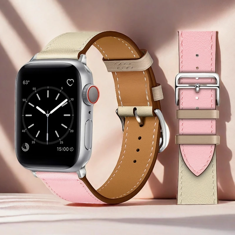 Lederarmband für Apple Watch, 44 mm, 40, 46, 42, 49, 38, 45, 41 mm, Uhrenarmband, Armband für iWatch Series 12, 11, 10, 9, 8, SE, 7, 6, 5, 4, Ultra 2.