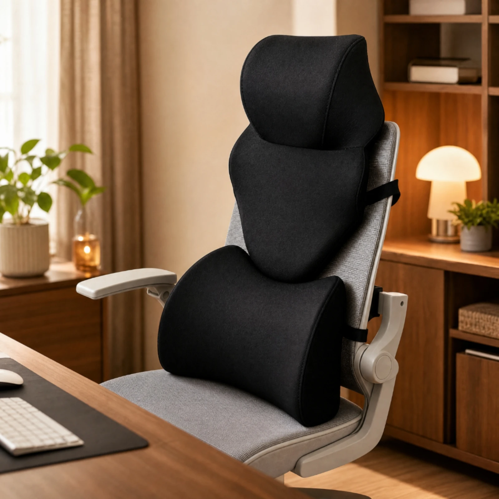 Lumbar Support Pillow Slow Rebound Memory Foam Chair-Back Support Cushion with Lumbar Cushion High-Density Pressure Relief