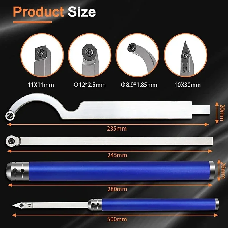 Imagem -03 - Carboneto Ponta Madeira Torno Turning Tool Grupo Intercambiáveis Liga de Alumínio Handle Pcs Carbide Blade para Woodtorning em 1