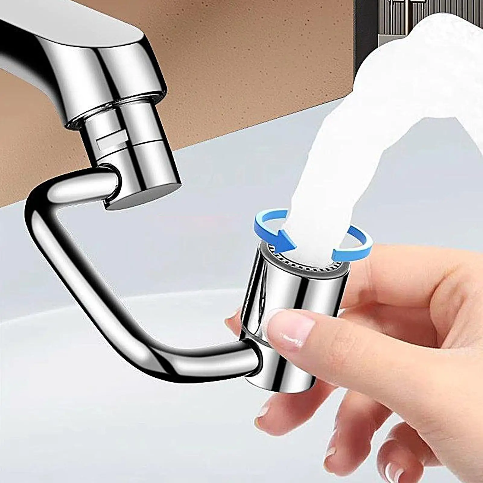 1080 Degree Rotating Faucet Extender Bathroom Sink Rotating Faucet Extender Home Daily Swivel Faucet Extender for Basin Toddler