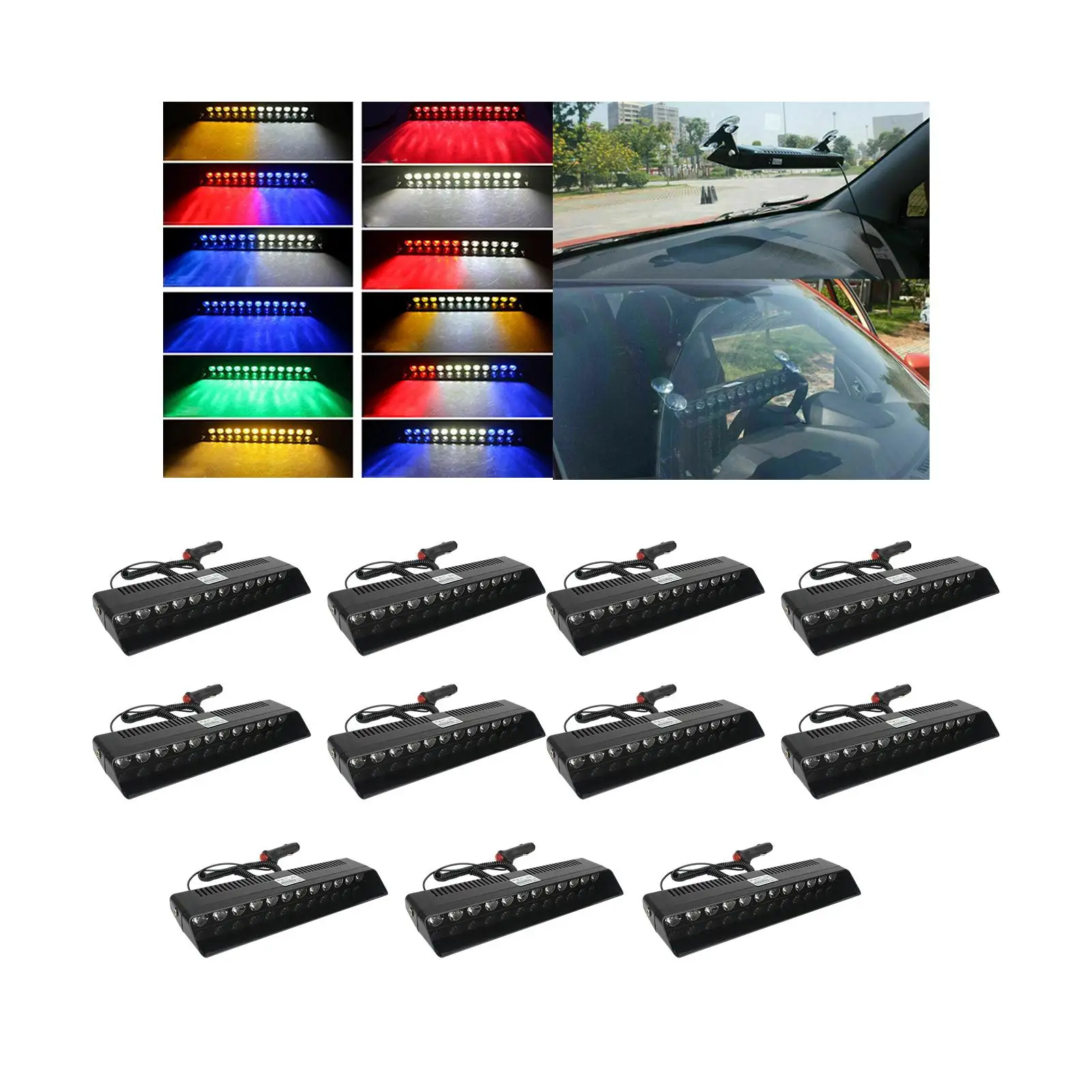 سيارة ضوء إحترافي 14 وسائط ضوء وماض مختلف 12 قطعة LED مع مصاصة الزجاج الأمامي تحذير ضوء بار ضوء فلاش لسيارات الأجرة #4