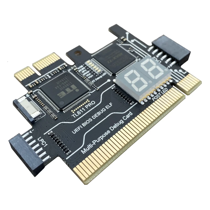 TL611 PRO diagnostische kaart, Pcie-diagnostische kaart voor desktop Pci-moederborden voor desktops en laptops (zwart)