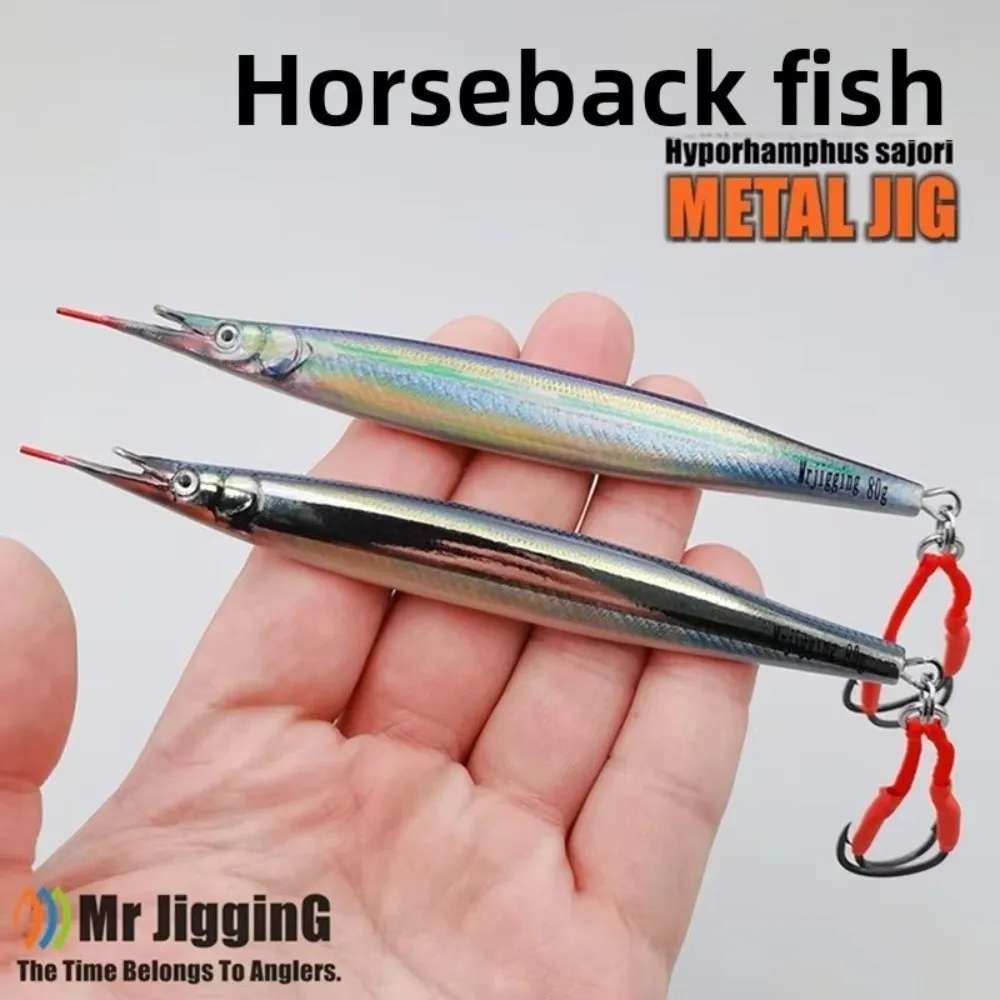 40g-60g peso 3D Hyporhamphus Sajori plantilla de Metal diseño de Jigging Material metálico señuelo de caballa española patrón 3D cuchara de pesca