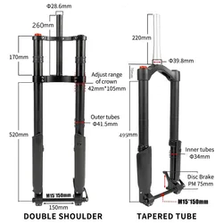2025 HIMALO shock suspension fork inverted fork 26*5.0 wide tires 150*15MM barrel axle electric vehicle fork damping adjustable