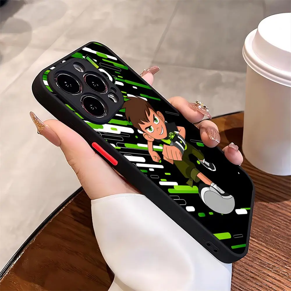 B-Ben Cartoon 10 Phone Case Black for iPhone 13ProMax 16 15 12 11 14 Pro Max Mini Plus Max X XR Matte Cover