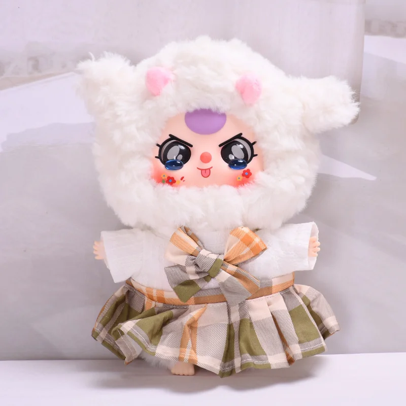 20cm Baby Three Years Old Three Big Cute Plush Baby Clothes Plaid Pleated JK Skirt Baby Clothes