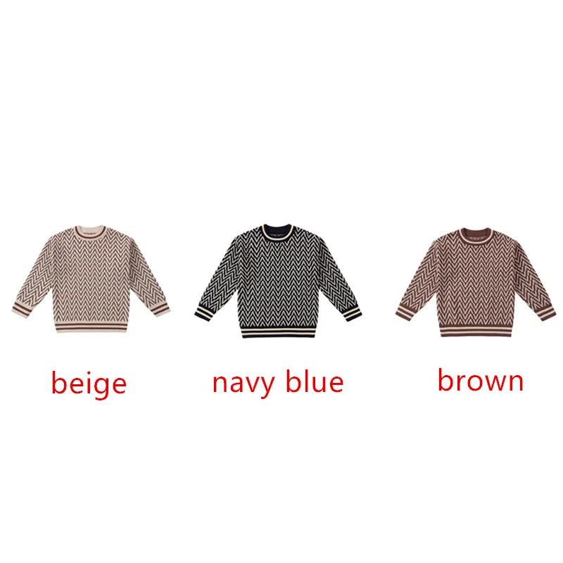 4 to 12 years kids boys girls geometric print herringbone sweater child teen kids fashion fall winter casual knitted sweaters