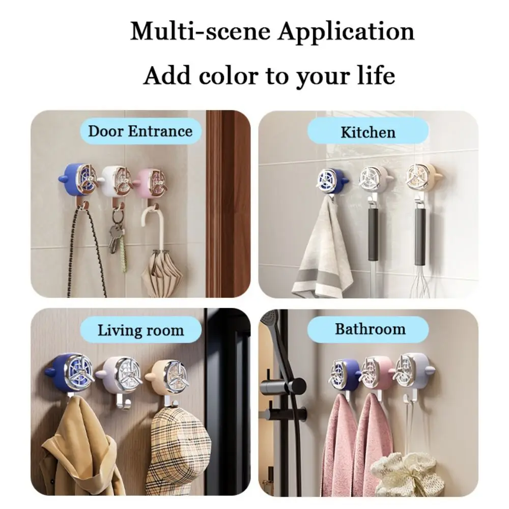 

2Pcs Dopamine Household Hang Hooks Wall Hanging Aircraft Rotatable Adhesive Wall Hooks Punch Free Strong Bearing Capacity