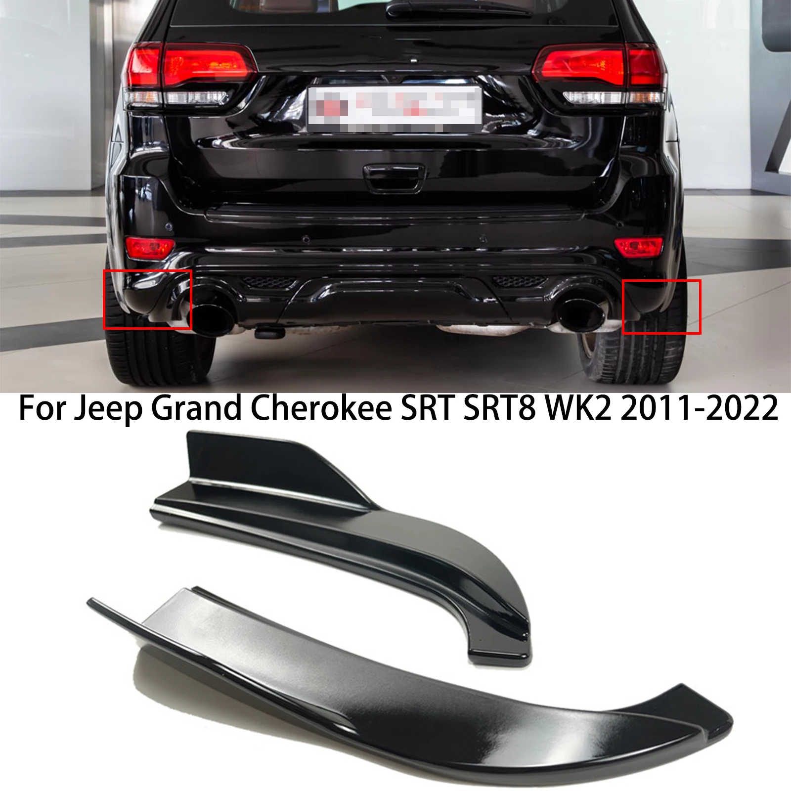 

A Pair Right And Left Rear Bumper Side Corner For Jeep Grand Cherokee SRT SRT8 2011-2022 Glossy Black Carbon Fiber 2PCS