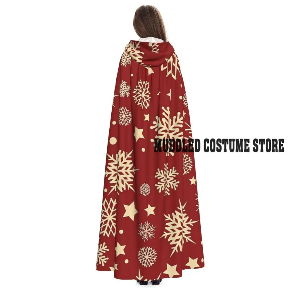 Weihnachten Schneeflocke Langer Kapuzenumhang Hexe Mittelalter Kostüm Cosplay Umhang Halloween Mantel Erwachsene Unisex