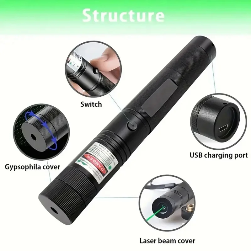 Wiederauf lad bares USB-Laserlicht, geeignet für Jagd im Freien, Wandern, Camping, Fern laserstrahl, grüne Laser taschenlampe