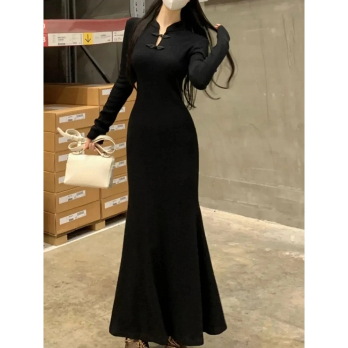 

Новый китайский стиль, улучшенный Cheongsam, обнимающая бедра, длинная юбка, детская осенне-зимняя юбка больших размеров с завязкой на талии