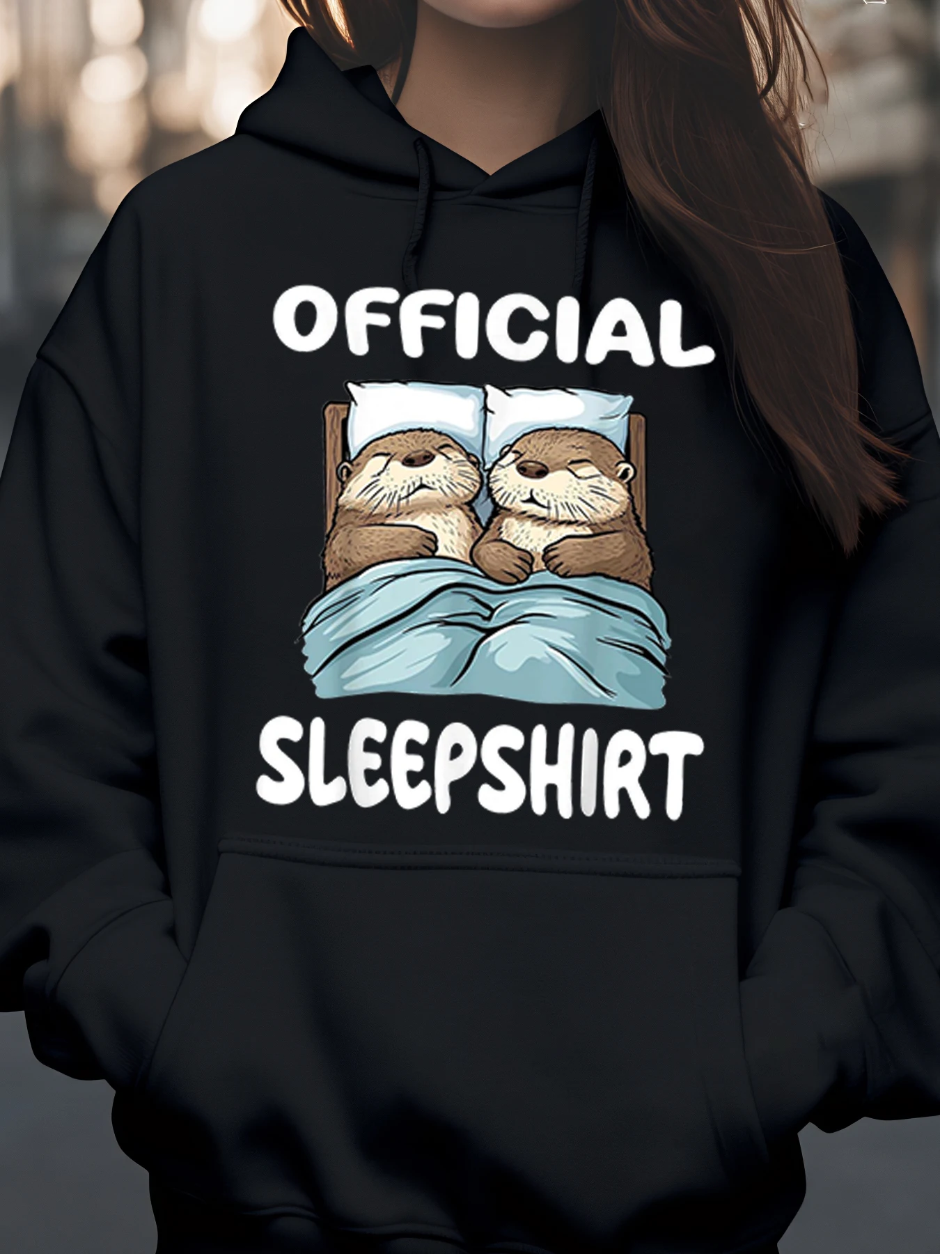 

Официальная пижама с принтом Otter Couple, толстовка с капюшоном, уютная ночная рубашка для женщин и девочек