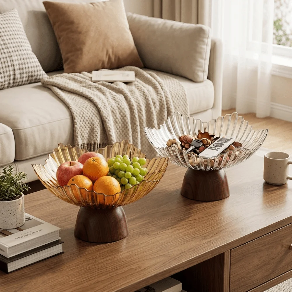 Stylish Multi-functional Pedestal Fruit Bowl High-footed Base Plastic Snack Storage Holder Modern Fruit Tray Party