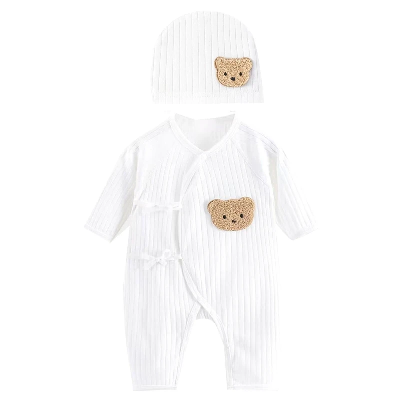 2 pezzi neonato pagliaccetto berretto pigiama bambino vestiti casual orso cartone animato vestito