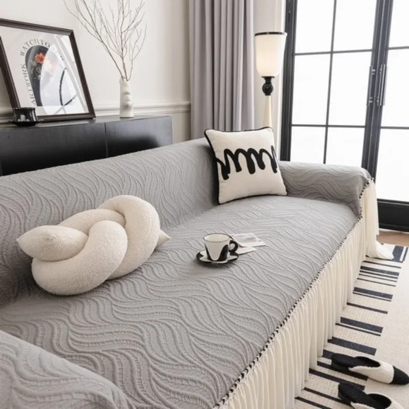 Living Room Sofa Covers 1/2/3/4 Seater Anti Slip Furniture Cover Indoor Double Sided Use Knitted Sofa Blanket Couch Towel