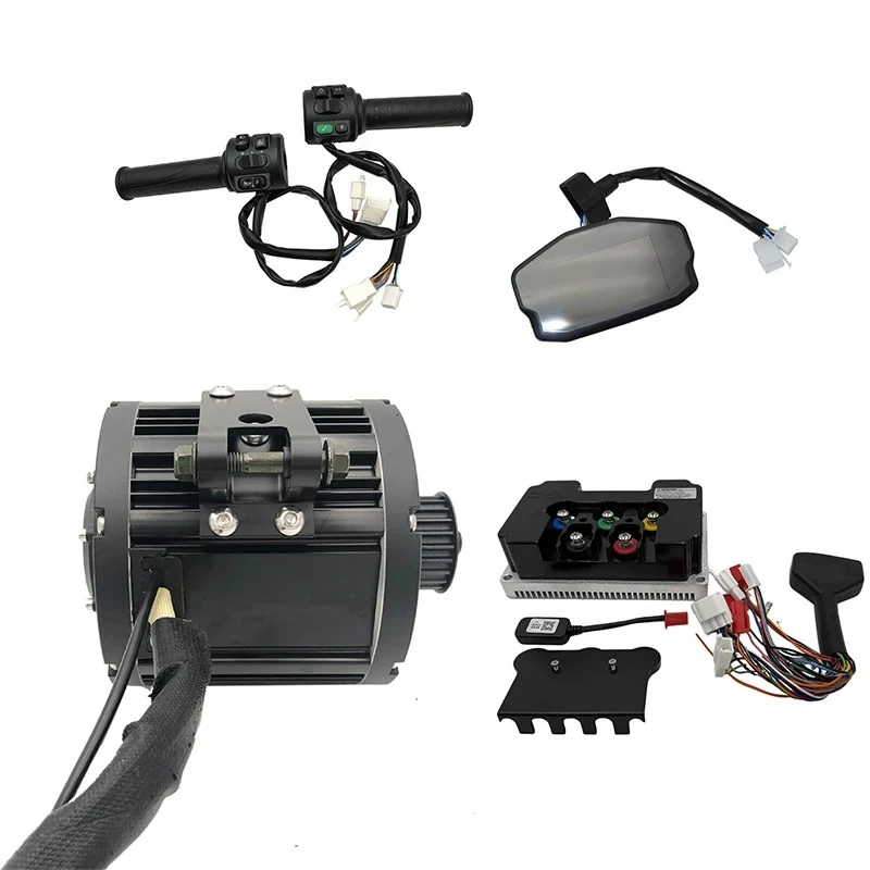 QS138 3000W Peak 9KW 72V 100KPH PMSM Mid Drive Motor with ND72450 controller and DKD Display And T08 Throttle