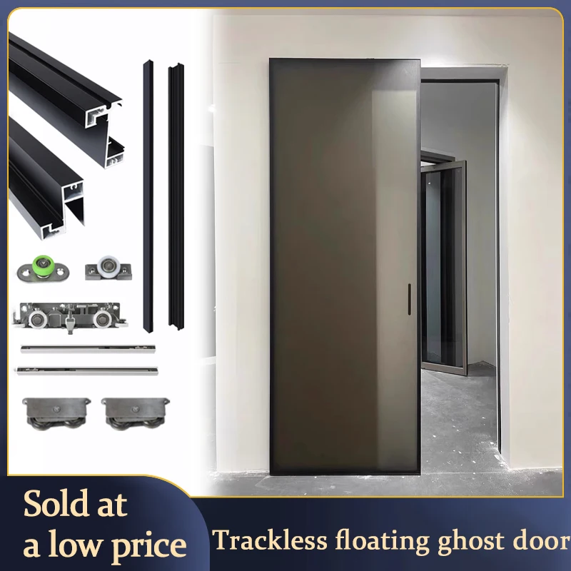 Trackless Bathroom Floating Ghost Door Cloakroom Kitchen Entrance Mirror Invisible Door Invisible Track Trackless Sliding Door