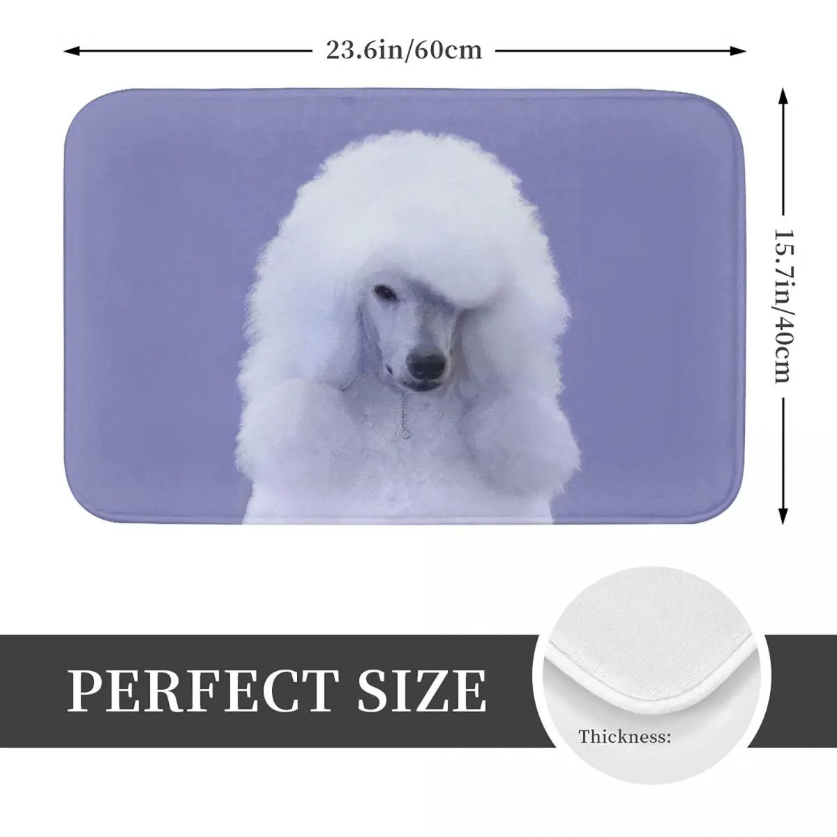 Standard Poodle White Doormat Anti-skid Super Absorbent Bath Mats Home Entrance Rugs Kitchen Bedroom Carpet Hallway Footpad