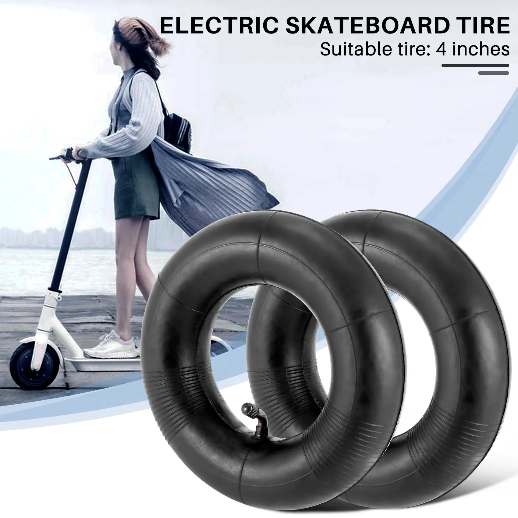 2 Pack 2.80/2.50-4 inch Inner Tube with TR87 Bent Valve Stem for Scooters, Lawn Mowers, Wheelbarrows, Hand Trucks