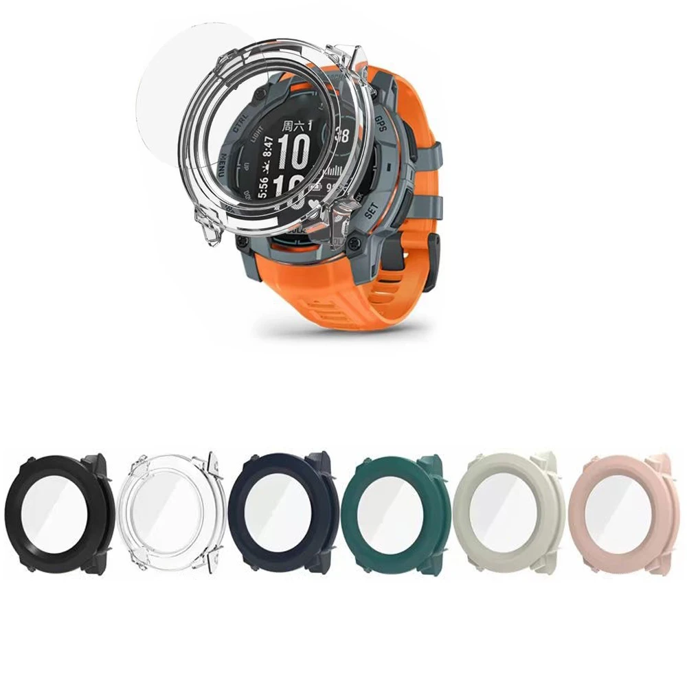 

​for Garmin Instinct 3 PC Protective Cover and Tempered Film 45/50mm Anti-scratch Protector Shell for Instinct 3 Accessories