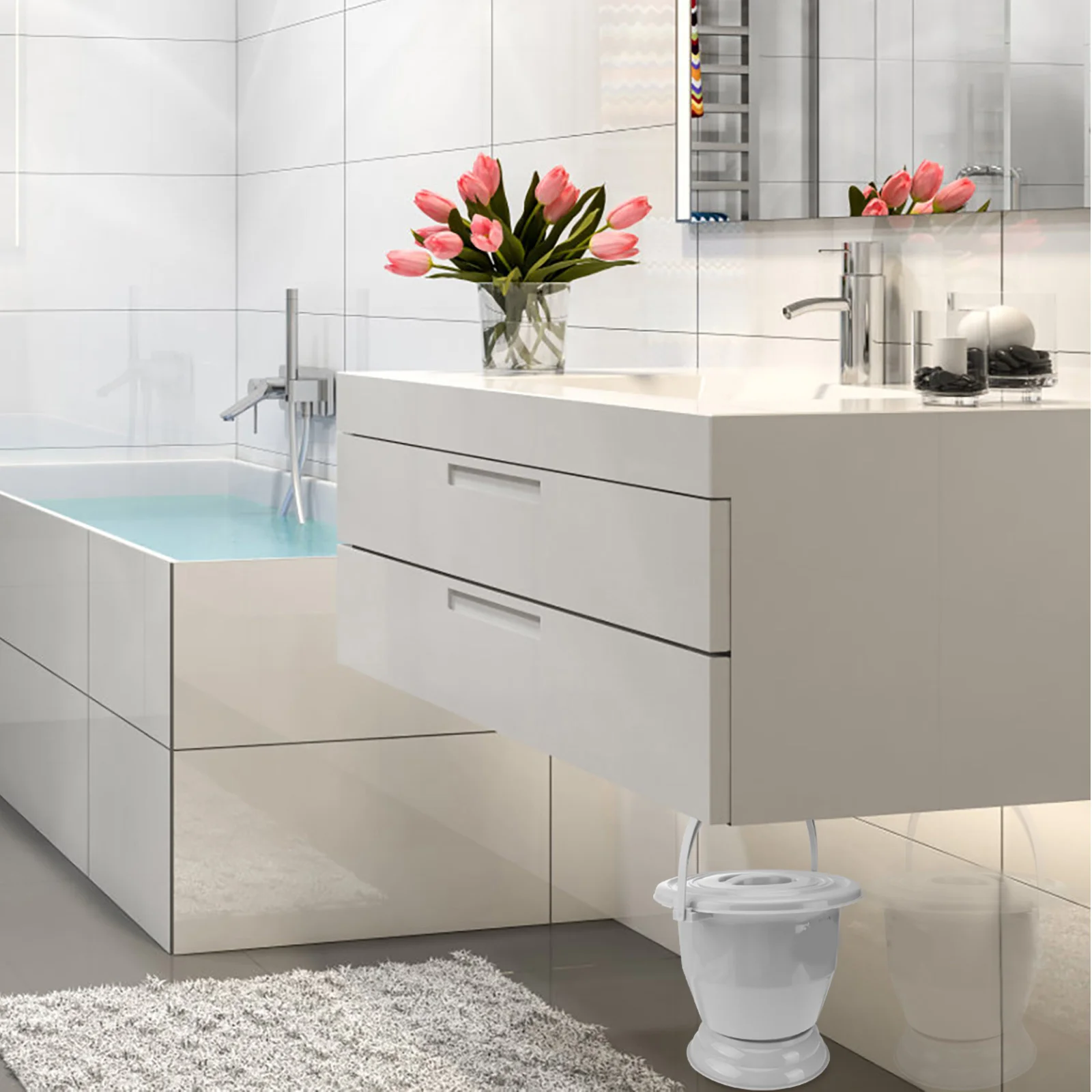 1 قطعة وعاء البول الكبار سميكة المبصقة مع غطاء مقبض محمول قطرة مقاومة دائم سهلة التنقل المنزل استخدام غرفة وعاء