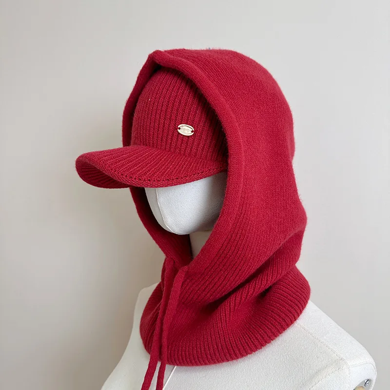 Zweiteiliges gestricktes Oberteil, Kappe und Sturmhaube für Damen und Herren, Schal, einteilige Mützen, Unisex, warme Wintermütze, kältebeständige Skimütze – Detail 18